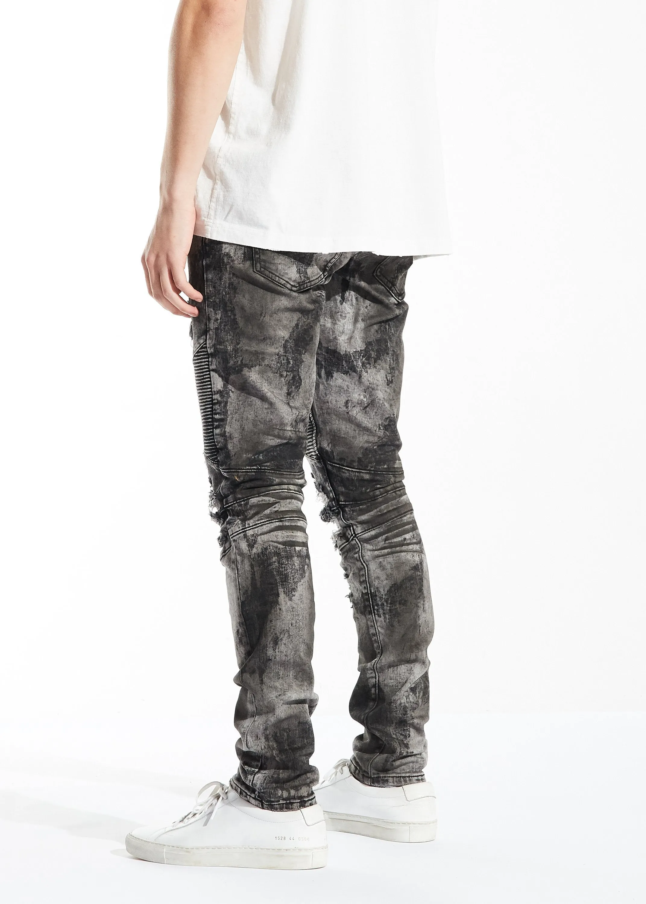 Sandro Biker Denim (Gray Acid Wash)