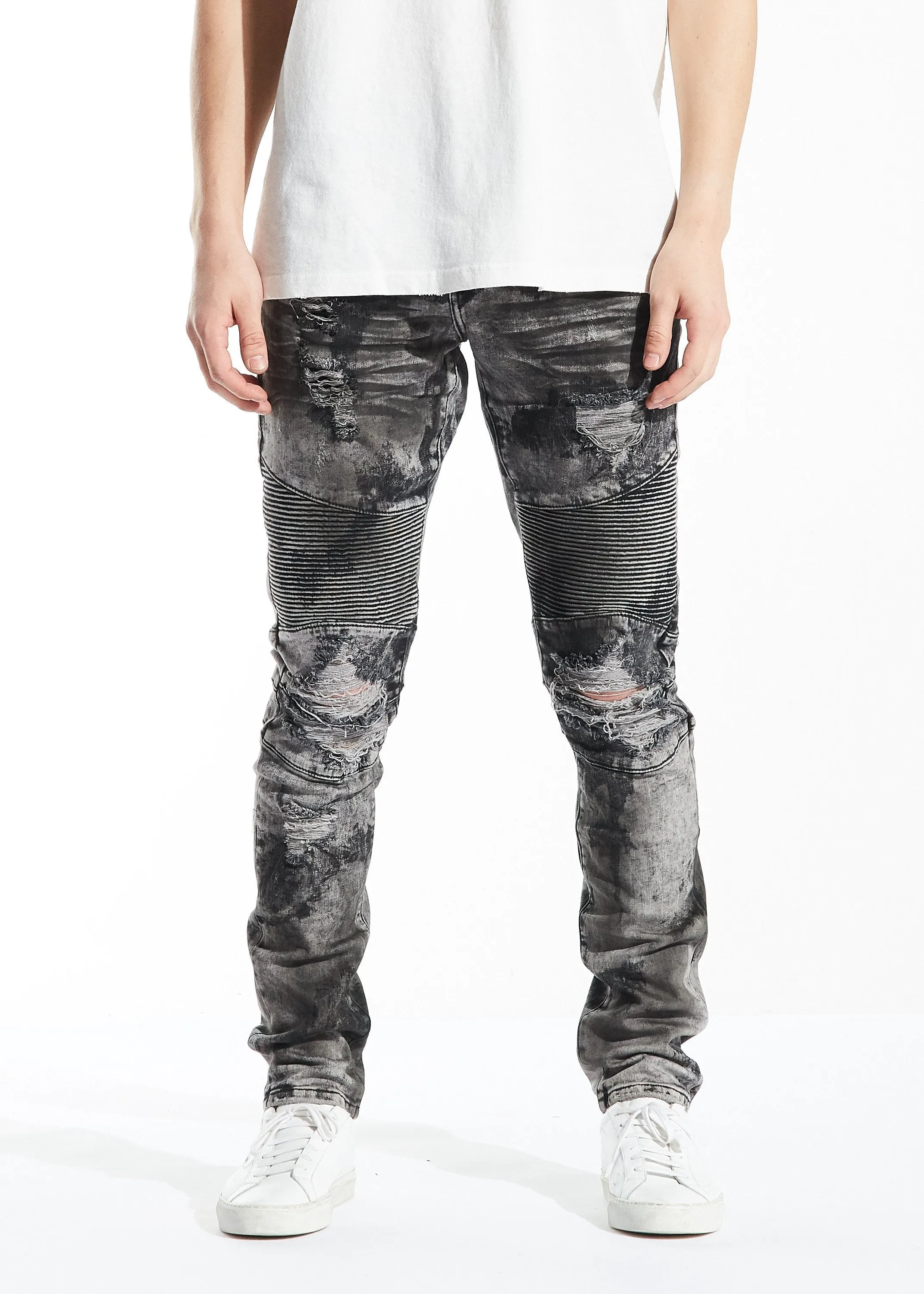 Sandro Biker Denim (Gray Acid Wash)