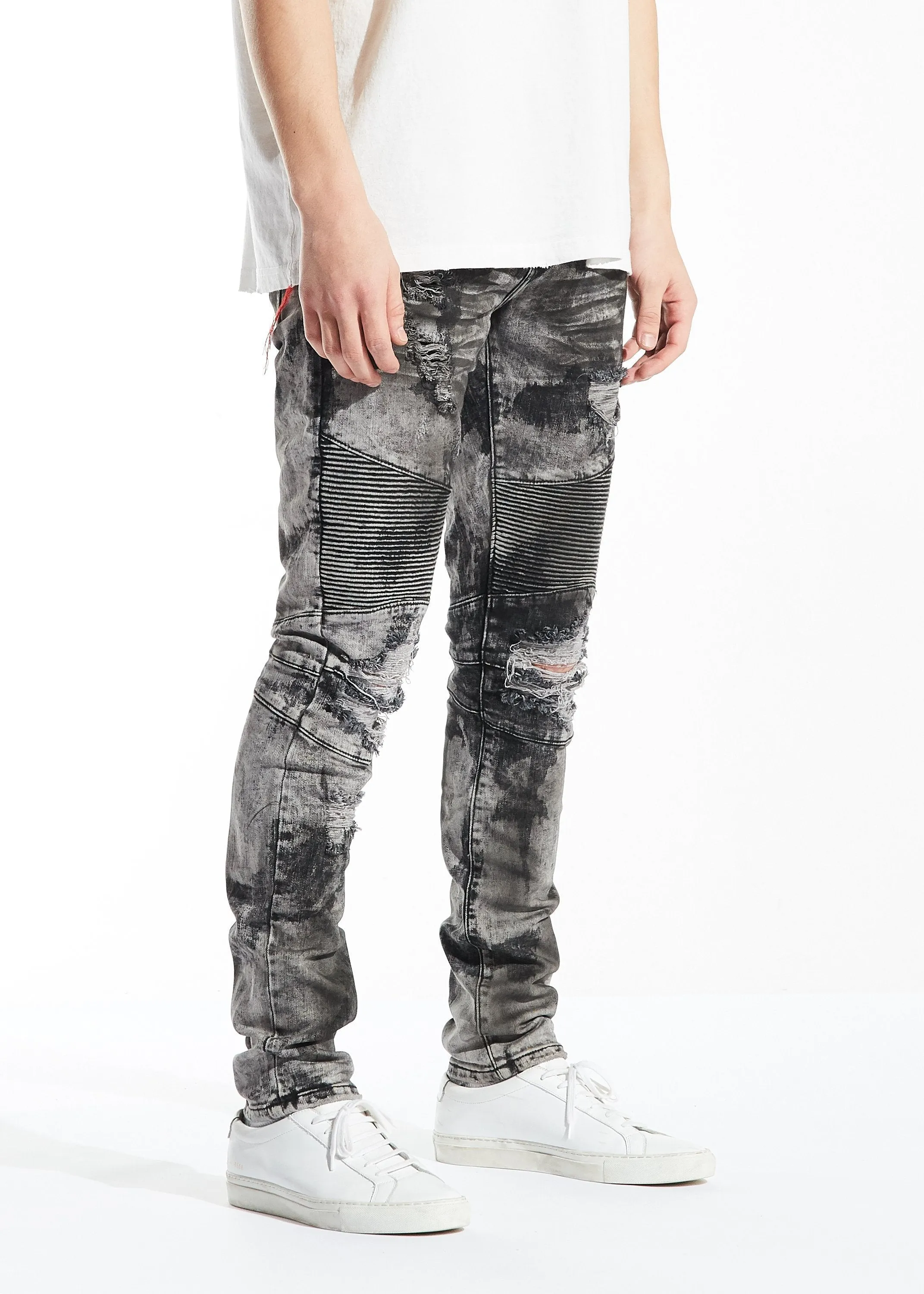 Sandro Biker Denim (Gray Acid Wash)