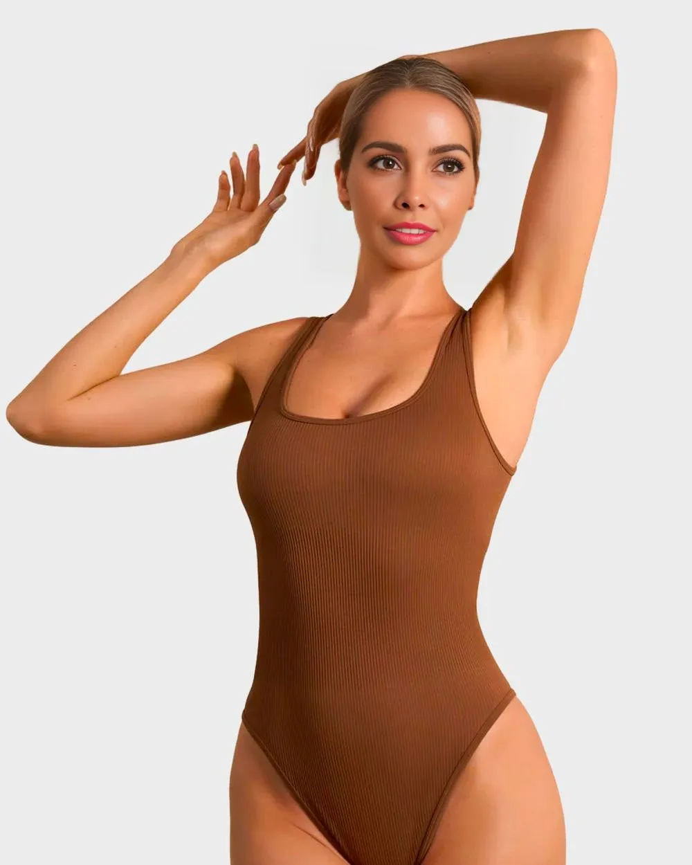 SheCurve® Wide Strap Backless Thong Bodysuit