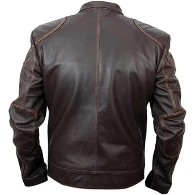 Snow lockout Guy Pearce Marion Vintage Men's Biker Leather Jacket