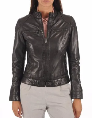 Sonnet Black Leather Biker Jacket