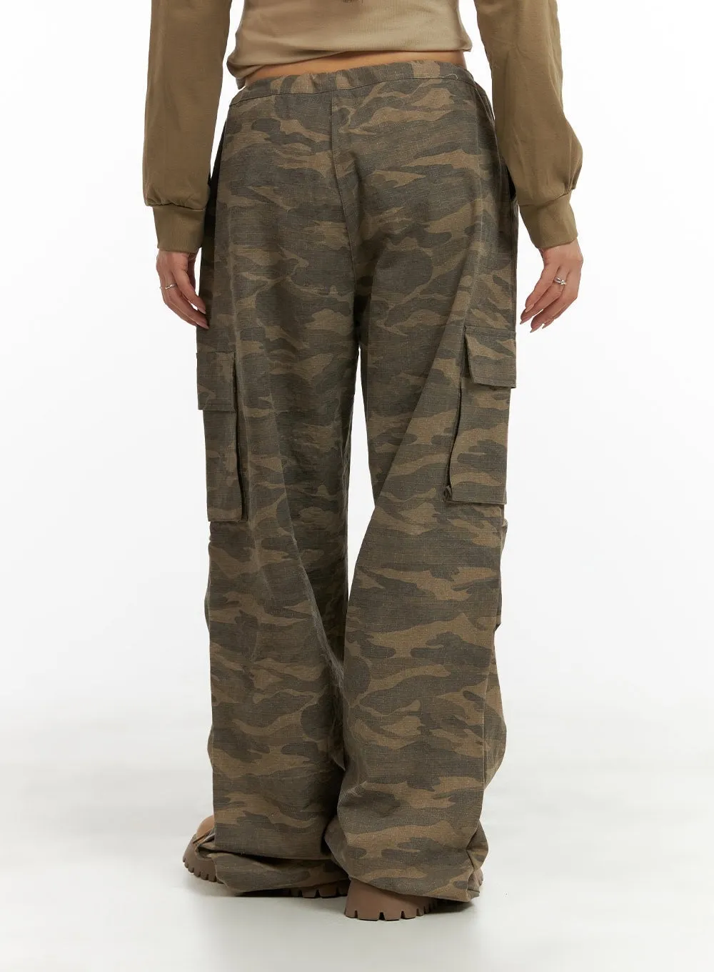 String Waist Camo Cargo Pants CA430