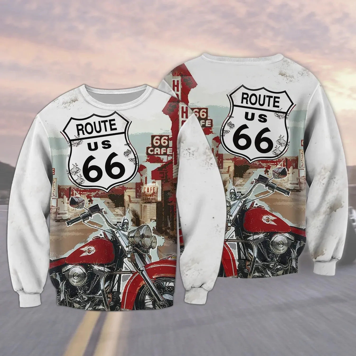 This Biker Conquers Route 66 Cafe 3D T Shirt, Biker Hoodie Bomber, Gift For Biker