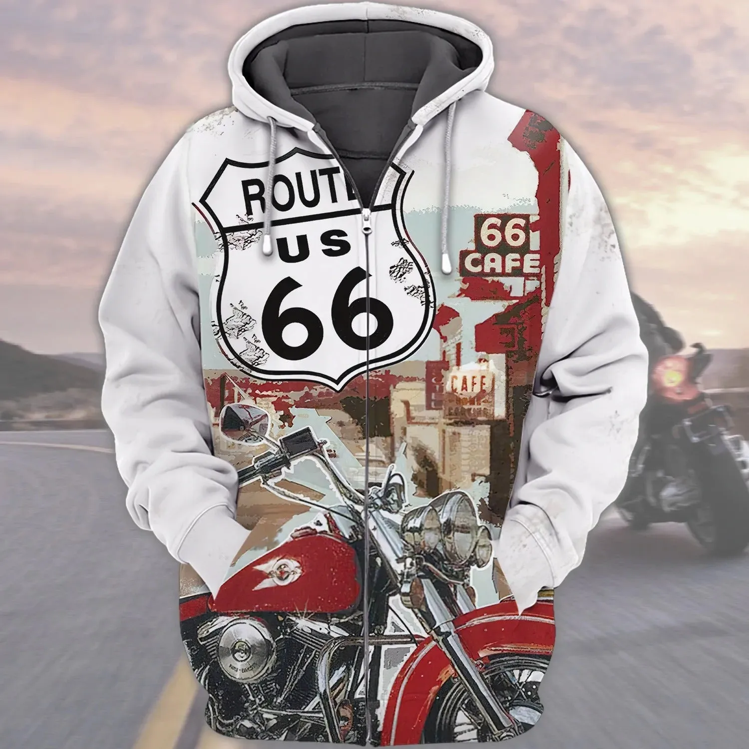 This Biker Conquers Route 66 Cafe 3D T Shirt, Biker Hoodie Bomber, Gift For Biker