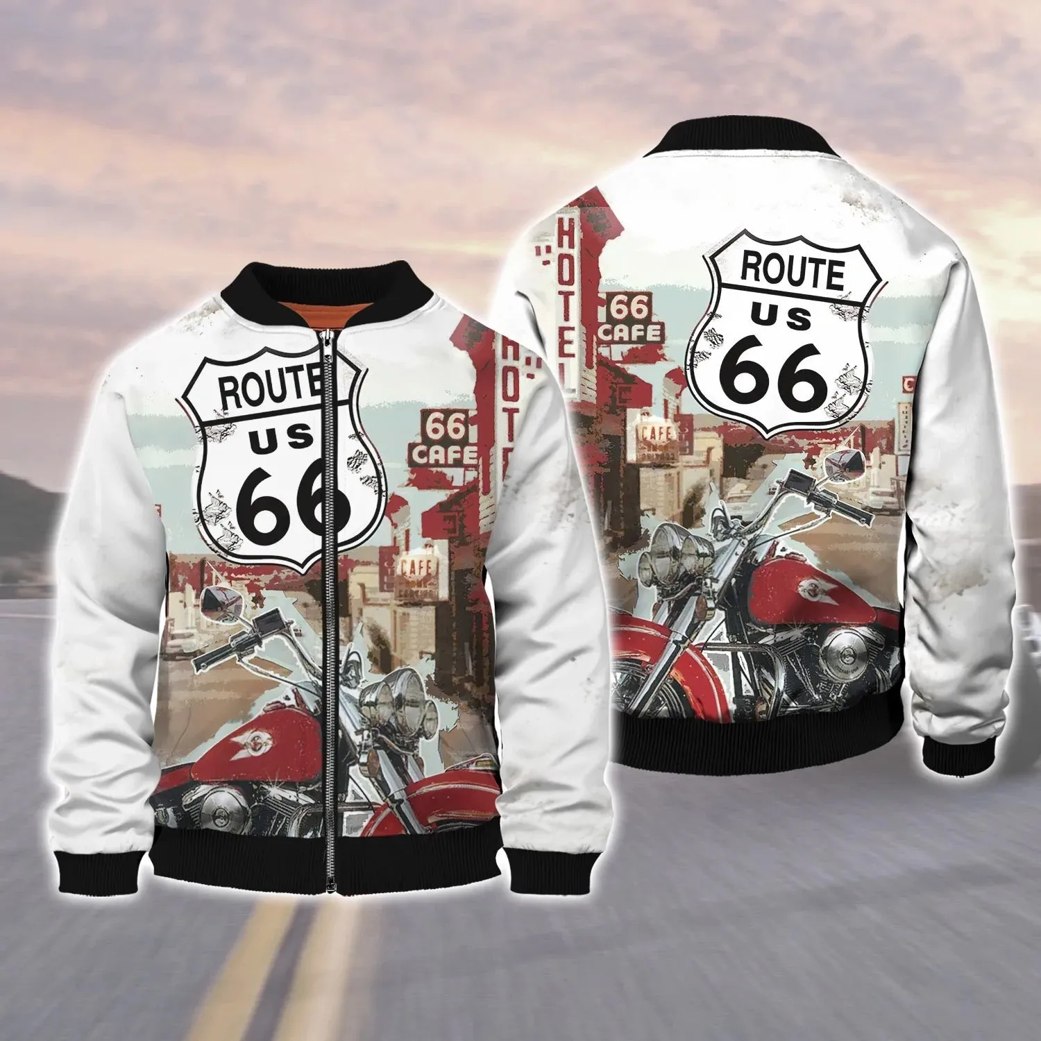 This Biker Conquers Route 66 Cafe 3D T Shirt, Biker Hoodie Bomber, Gift For Biker