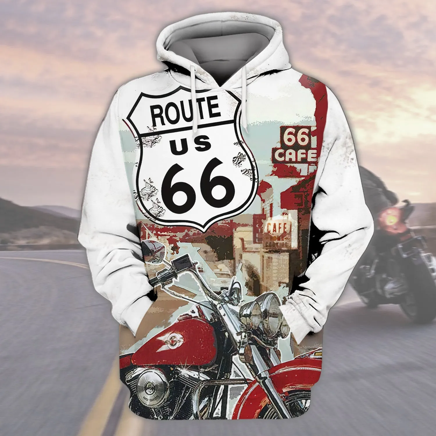 This Biker Route 66 Map 3D Sweatshirt Bomber, Christmas Shirt for Biker Lovers