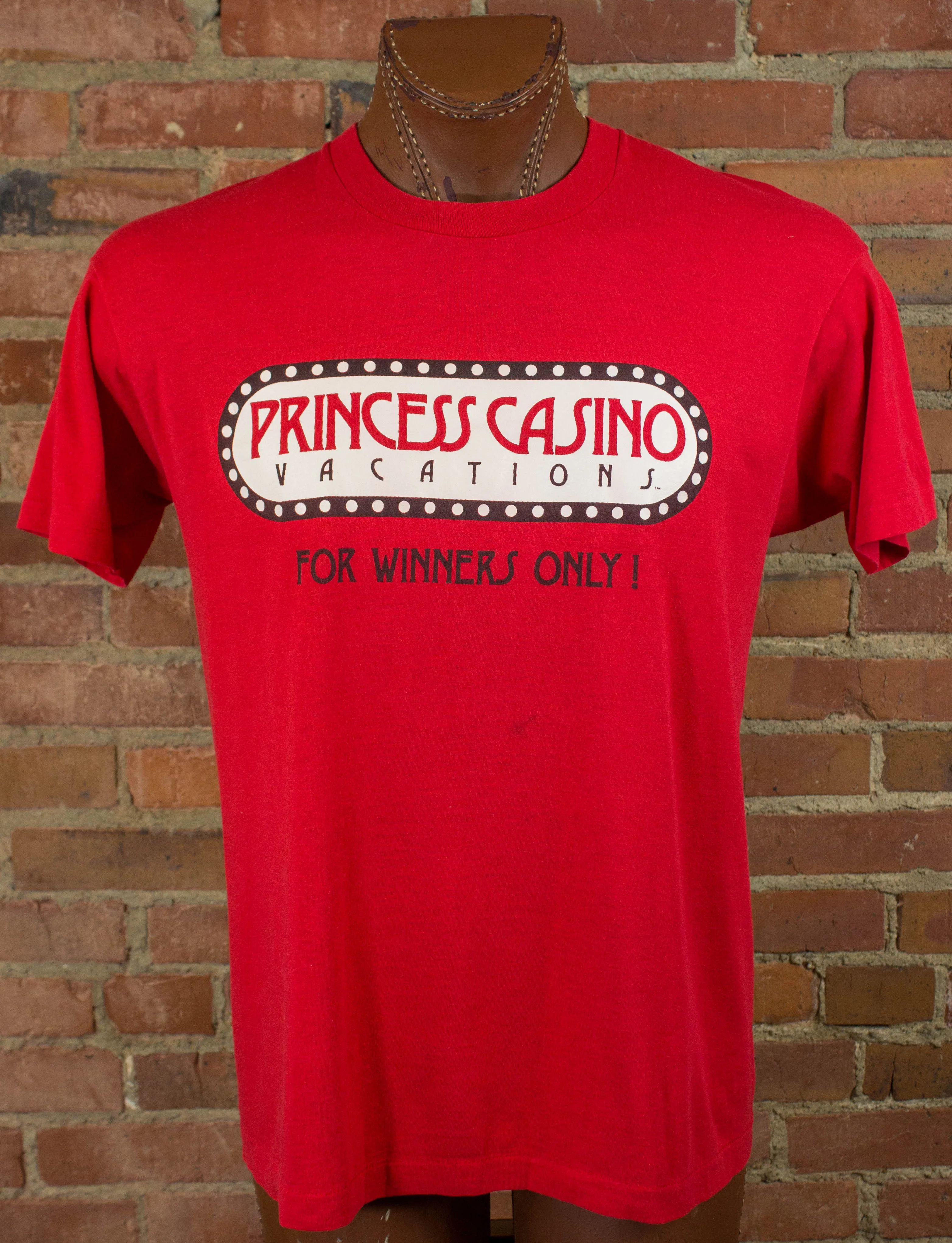 Vintage 80s Princess Casino Vacations For Winners Only Red Graphic T Shirt Unisex Large