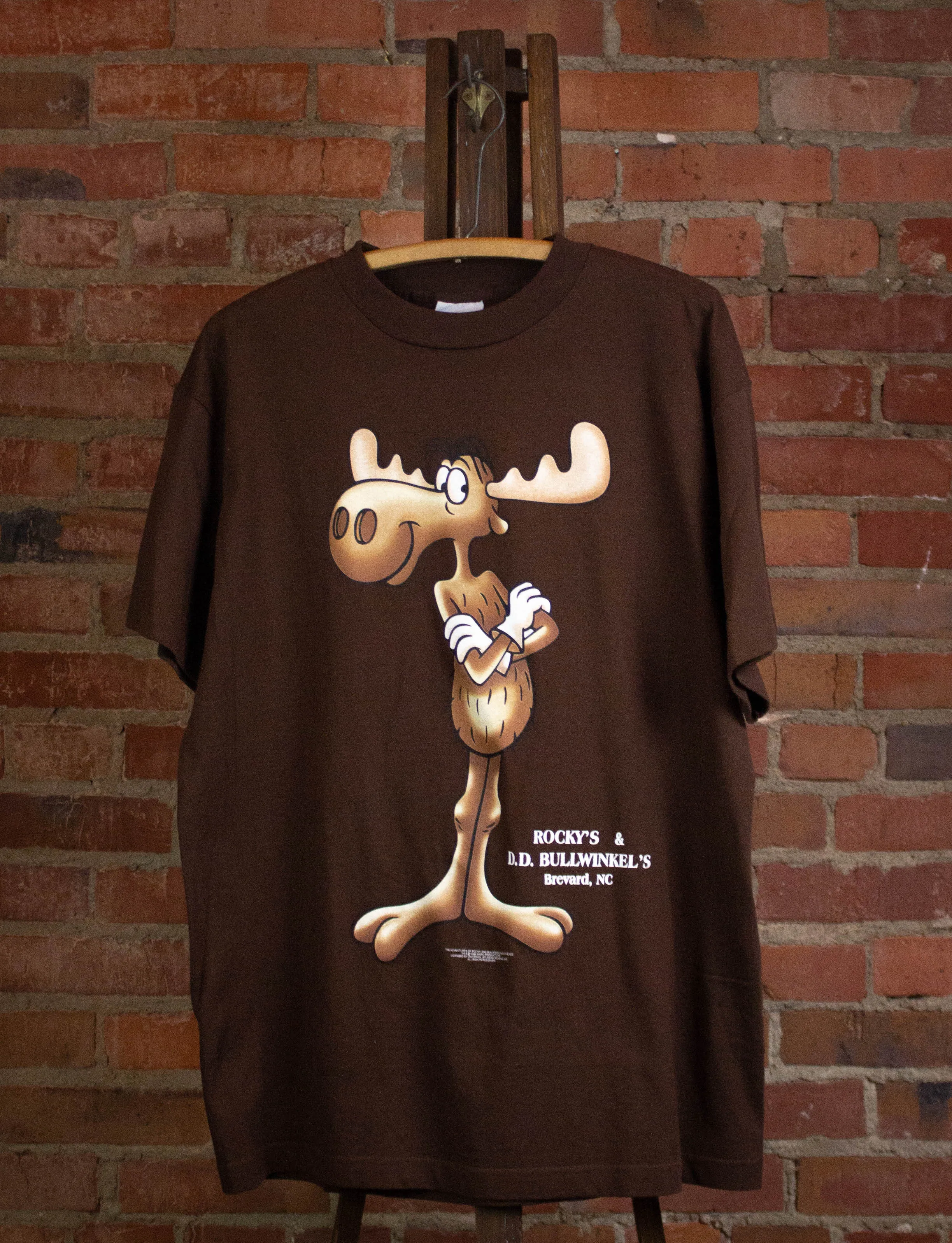 Vintage Rocky & Bullwinkle 1998 Graphic T Shirt Brown Large