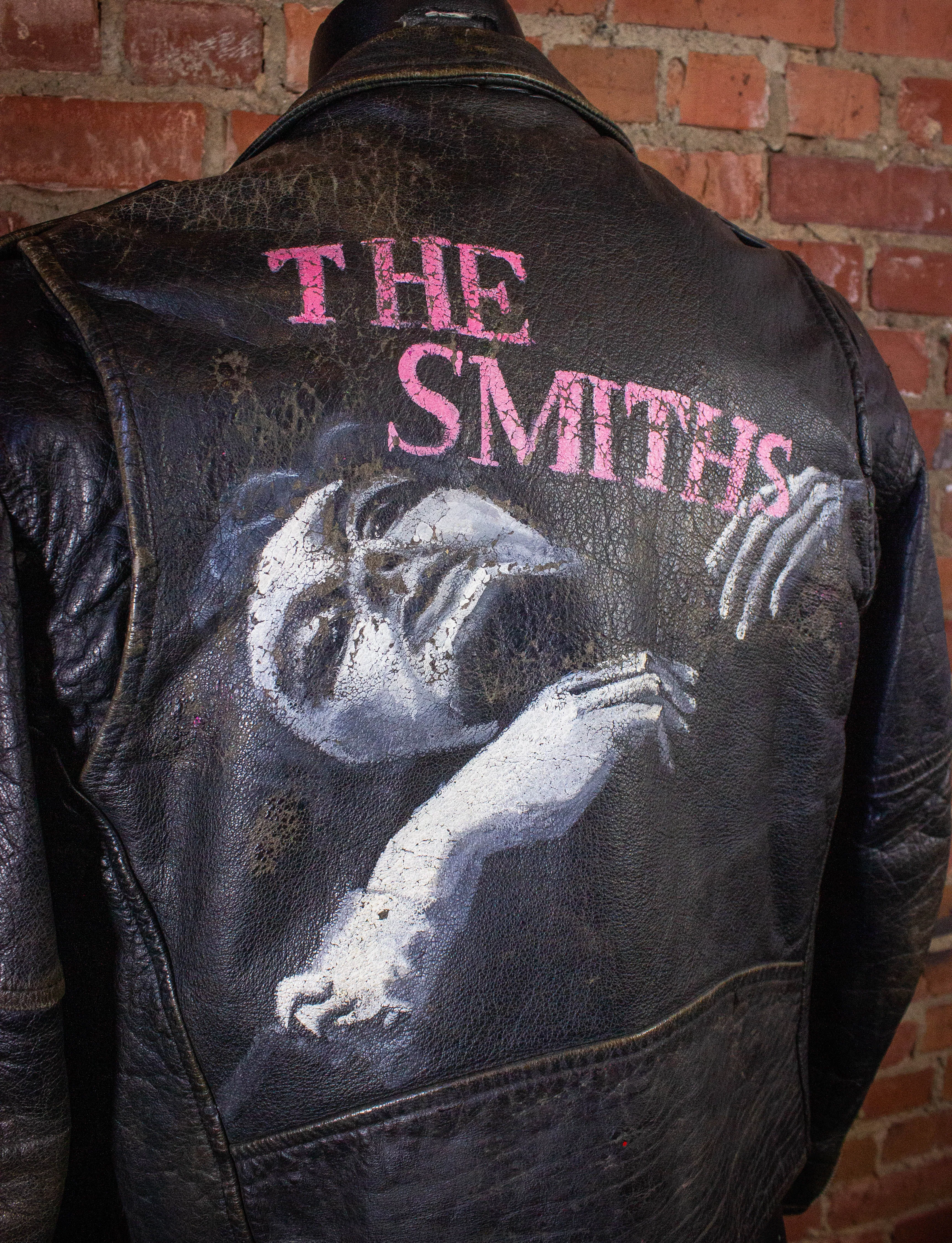 Vintage The Smiths Leather Biker Jacket Black Medium