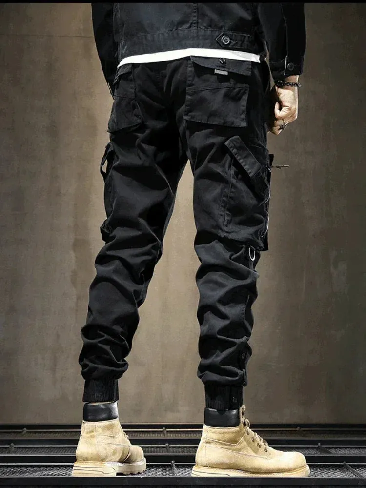 Wiaofellas  -  Male Trousers Multi Pocket Black Men's Cargo Pants Biker Multipockets Stacked Motorcycle New in Baggy High Quality Cheapest Long