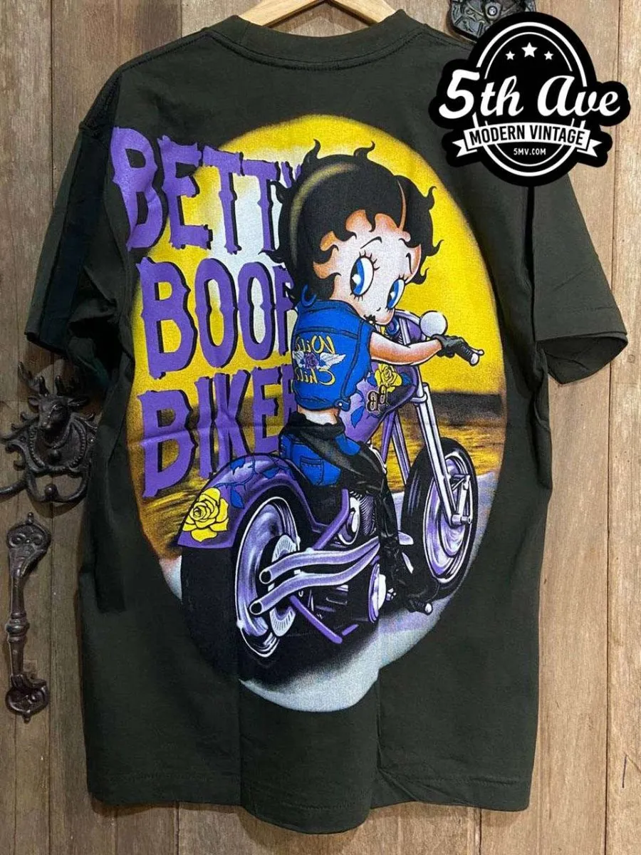 Wild at Heart: Betty Boop Born to Be Wild Single Stitch Black t shirt