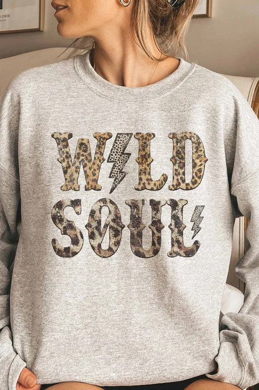 WILD SOUL LEOPARD GRAPHIC SWEATSHIRT