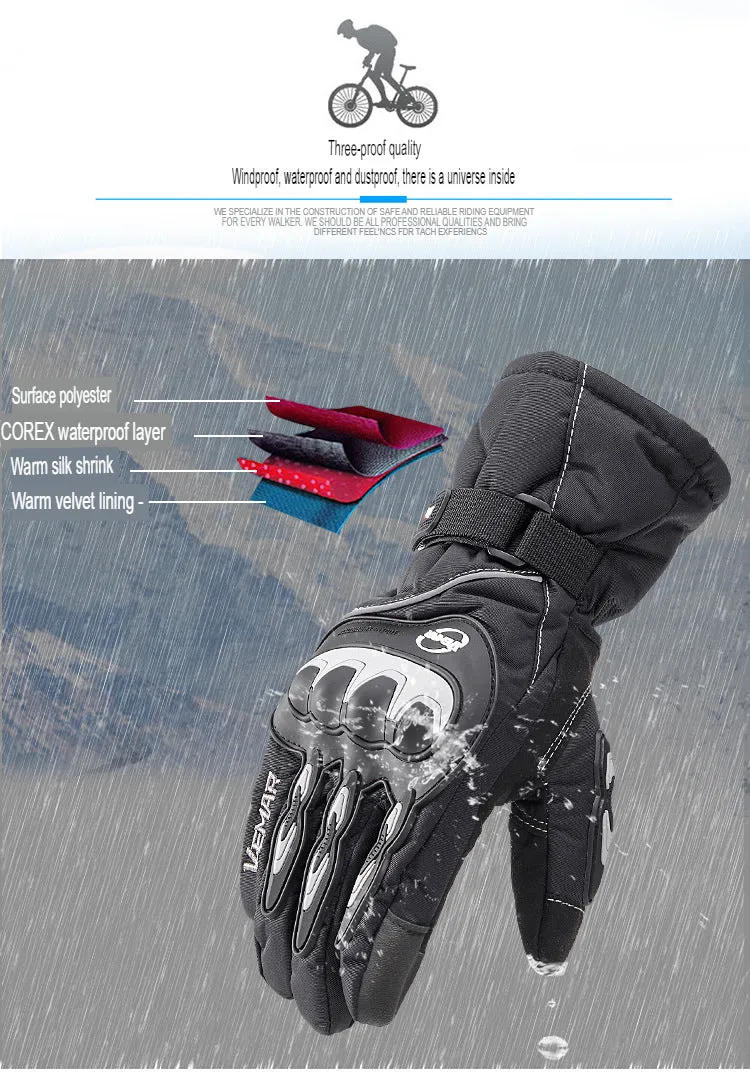 Winter Waterproof Motorcycle Gloves For Men, Touch Screen Riding Gloves For Electric Vehicles, Cold And Warm Windproof Motorcycle Gloves