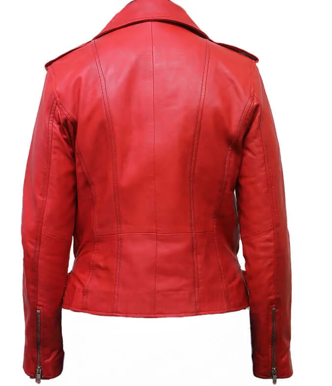 Women Pink Leather Biker Jacket,Stylish Fashion Jacket