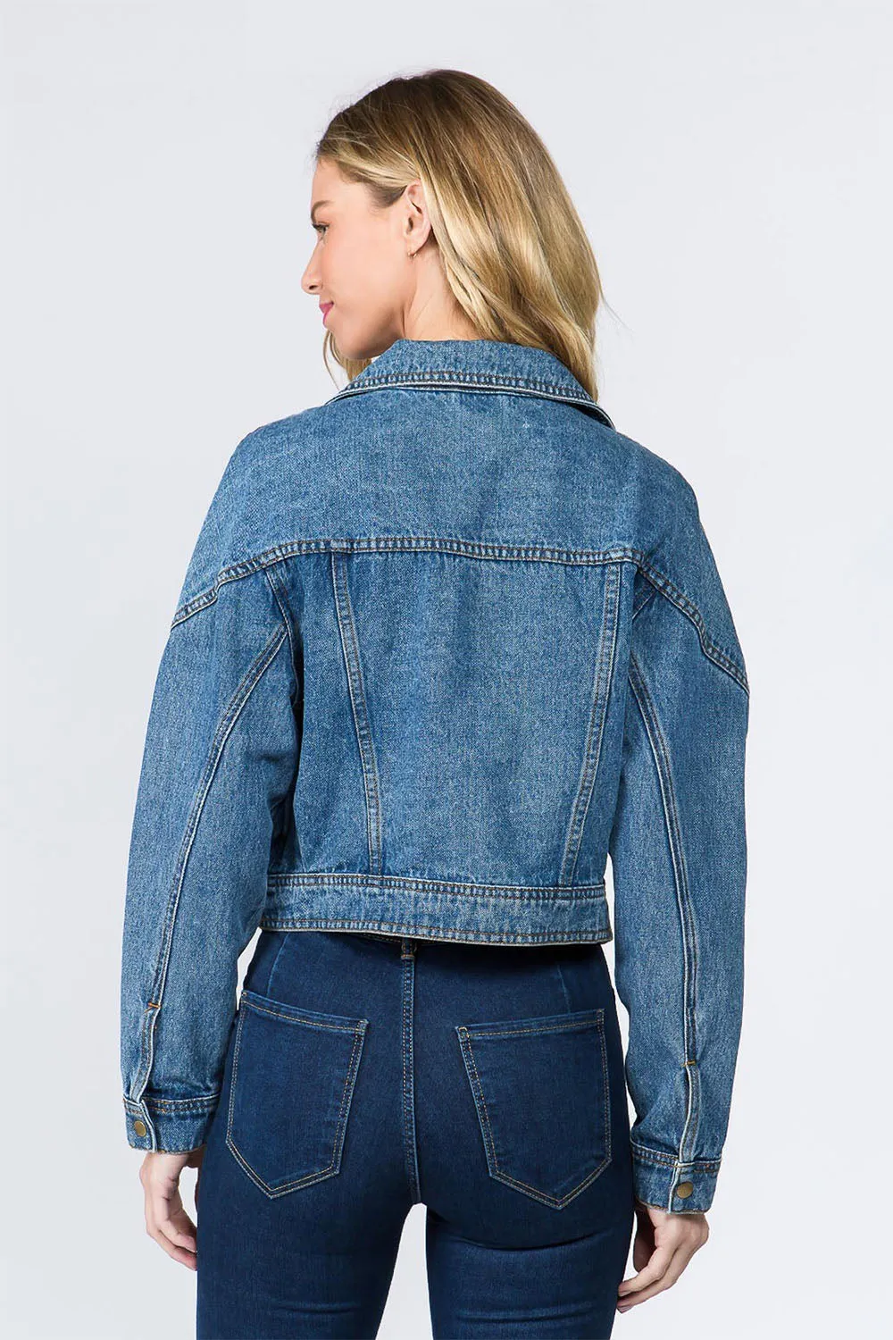 Women's Oversized Moto Biker Denim Jacket