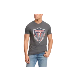 Wrangler Men's Shield Logo Graphic Short Sleeve Navy Red White Charcoal T Shirt