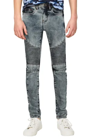 X RAY Boy's Stretch Moto Biker Jeans Denim Pants